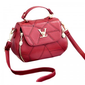 Women Fashion V Small Square Shape Handbag - Red