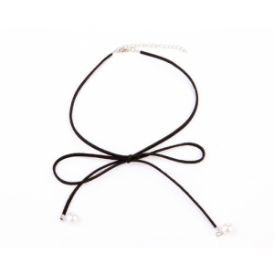 Elegant Tie Bow Women Fashion Pearl Wild Black Color Necklace