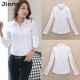 Women Summer Cotton Long Sleeves Casual Shirt - White image