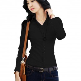 Women Summer Cotton Long Sleeves Casual Shirt - Black