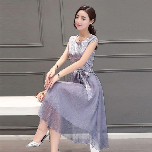 Women Summer Elegant Short Sleeved Chiffon Party Dress