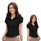 Women Fashion Short Sleeves Summer Cotton Shirt - Black image