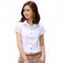 Women Fashion Short Sleeves Summer Cotton Shirt - White