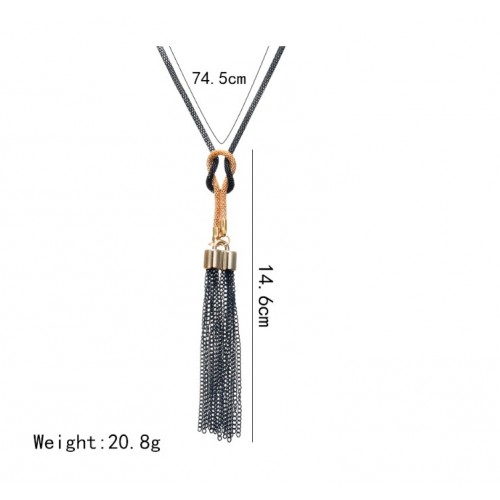 New Arrival Female Pendant Tassel Necklace-Black image