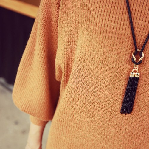 New Arrival Female Pendant Tassel Necklace-Black image