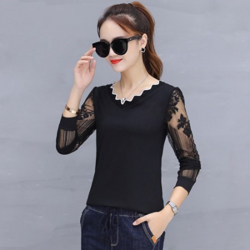 Casual Long Sleeve Crew Neck Women Blouse 
