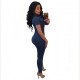 Latest American fashion Slim Denim Casual Jumpsuit - Dark Blue image