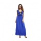 New European Elegant Style Deep V-Neck Long Maxi Dress - Blue image