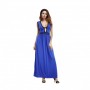 New European Elegant Style Deep V-Neck Long Maxi Dress - Blue