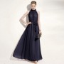 Bohemian Hanging Neck Sleeveless Cotton Long Dress - Black