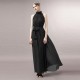 Bohemian Hanging Neck Sleeveless Cotton Long Dress - Black image