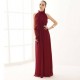Bohemian Hanging Neck Sleeveless Cotton Long Dress - Maroon image