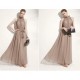 Bohemian Hanging Neck Sleeveless Cotton Long Dress - Grey image
