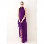 Bohemian Hanging Neck Sleeveless Cotton Long Dress - Purple