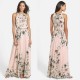 Summer Chiffon Hanging Neck Floral Print Casual Dress - Pink image