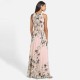 Summer Chiffon Hanging Neck Floral Print Casual Dress - Pink image
