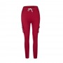 Women's Pocket Drawstring Tie Casual Pencil Elastic Pants - Red