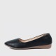 Professional Ladies Soft Leather Shallow Mouth Flat Shoes - Black image