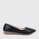 Professional Ladies Soft Leather Shallow Mouth Flat Shoes - Black image