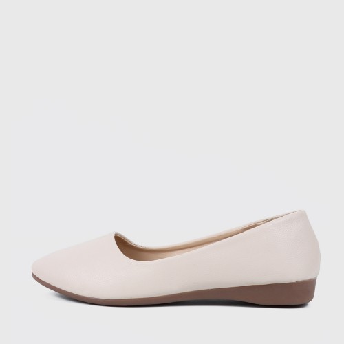 Professional Ladies Soft Leather Shallow Mouth Flat Shoes - Brown image