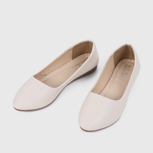 Professional Ladies Soft Leather Shallow Mouth Flat Shoes - Brown image