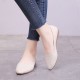 Professional Ladies Soft Leather Shallow Mouth Flat Shoes - Brown image