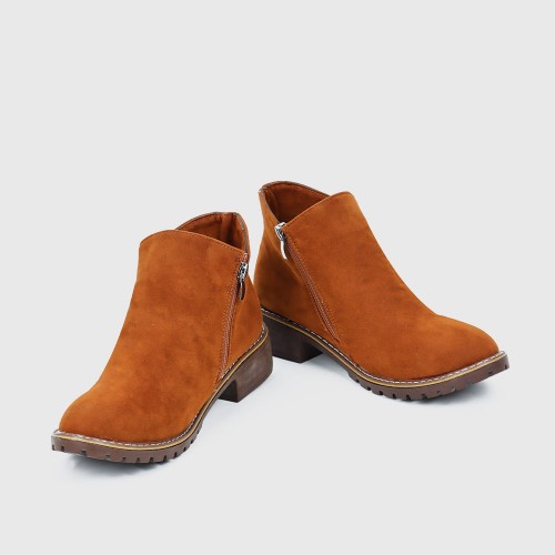 Women Chukka Style Leather Casual Boots - Brown image