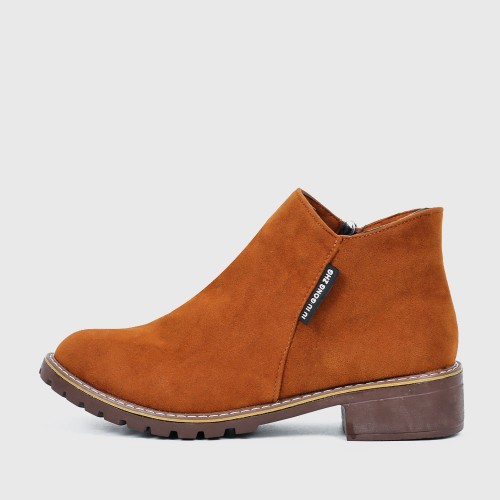 Women Chukka Style Leather Casual Boots - Brown image