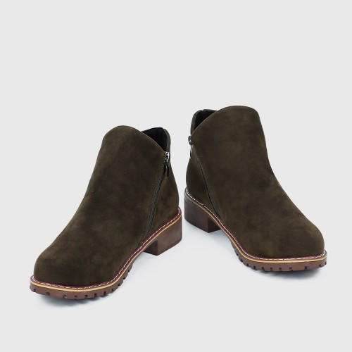 Women Chukka Style Leather Casual Boots - Green image