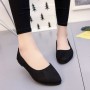 Frosted Shallow Mouth Suede Flat Shoes - Black