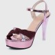 Cross Border Open Toe Shining Leather Heels Sandals - Pink image