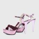 Cross Border Open Toe Shining Leather Heels Sandals - Pink image