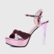 Cross Border Open Toe Shining Leather Heels Sandals - Pink image