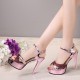 Cross Border Open Toe Shining Leather Heels Sandals - Pink image