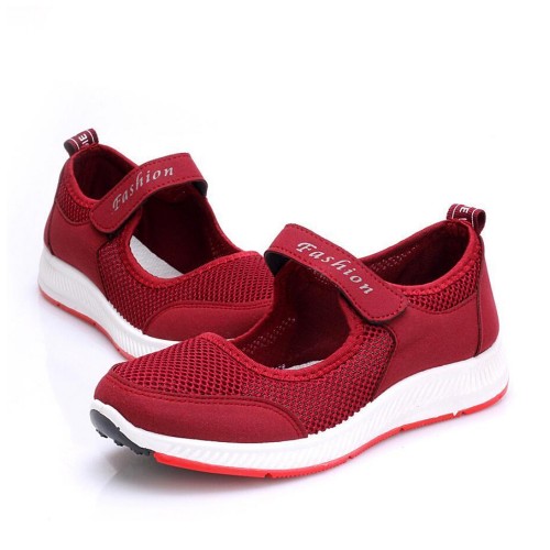 Non Slip Breathable Walking Sports Shoes - Red image