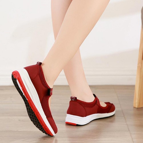 Non Slip Breathable Walking Sports Shoes - Red image