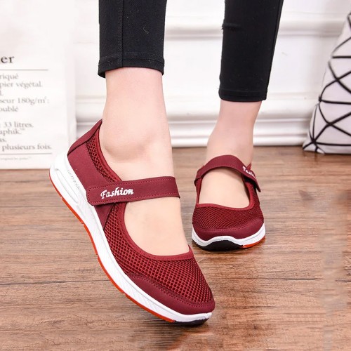 Non Slip Breathable Walking Sports Shoes - Red image