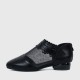 Hollow Bottom Lace with Net Breathable Flat Shoes - Black image