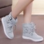 Flat Bottom Canvas Breathable Casual Sneaker Boots - Grey