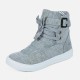 Flat Bottom Canvas Breathable Casual Sneaker Boots - Grey image
