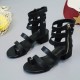 Roman Fashion Thick Bottom Retro Leather Shoes - Black image