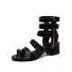 Roman Fashion Thick Bottom Retro Leather Shoes - Black image