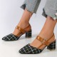 Women's Chunky Block Heels Pointed Toe Buckle Shoes - Black image