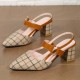 Women's Chunky Block Heels Pointed Toe Buckle Shoes - Brown image