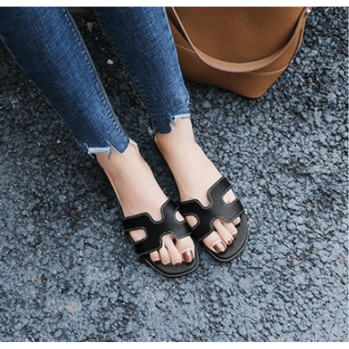 Casual Flip Flop H-Type Fashion Wear Women Slipper - Black image