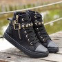 Canvas Fashion Casual Zipper Women Sneaker - Black
