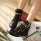Canvas Fashion Casual Zipper Women Sneaker - Black image
