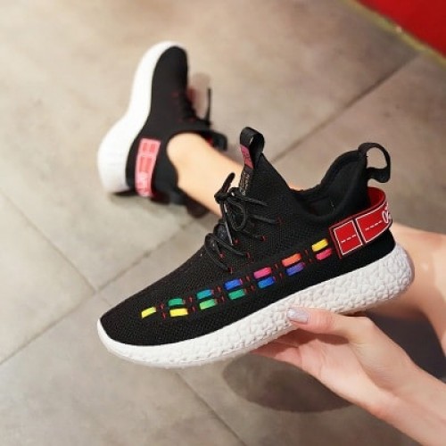 Double Stripes Color contrast Running Sneakers - Black image