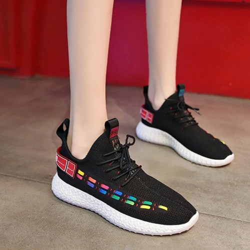 Double Stripes Color contrast Running Sneakers - Black image