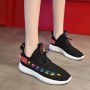 Double Stripes Color contrast Running Sneakers - Black  